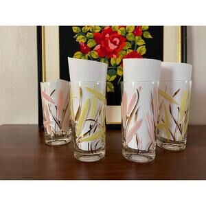 4 50s 60s Fred Press Lily Bud Mid Century Barware Glasses